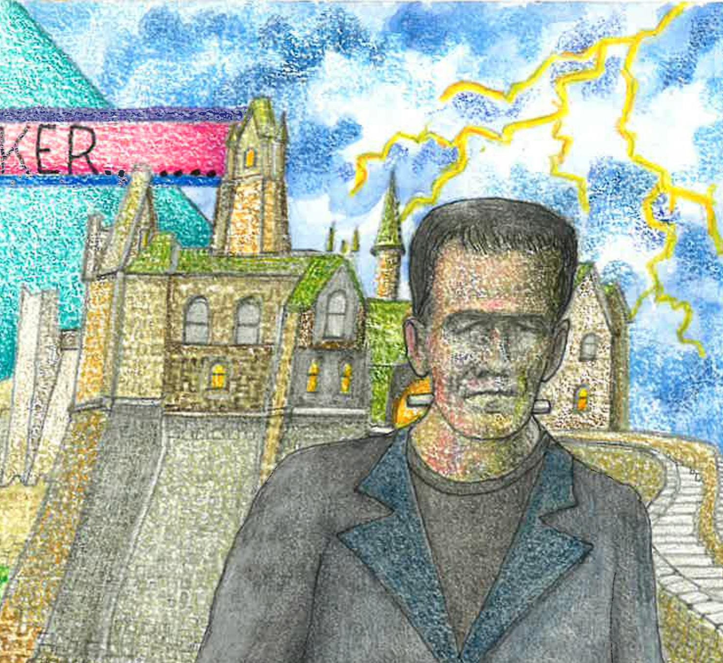 Frankenstein Wall Art Print | Classic Monster Art | Surreal Horror ...