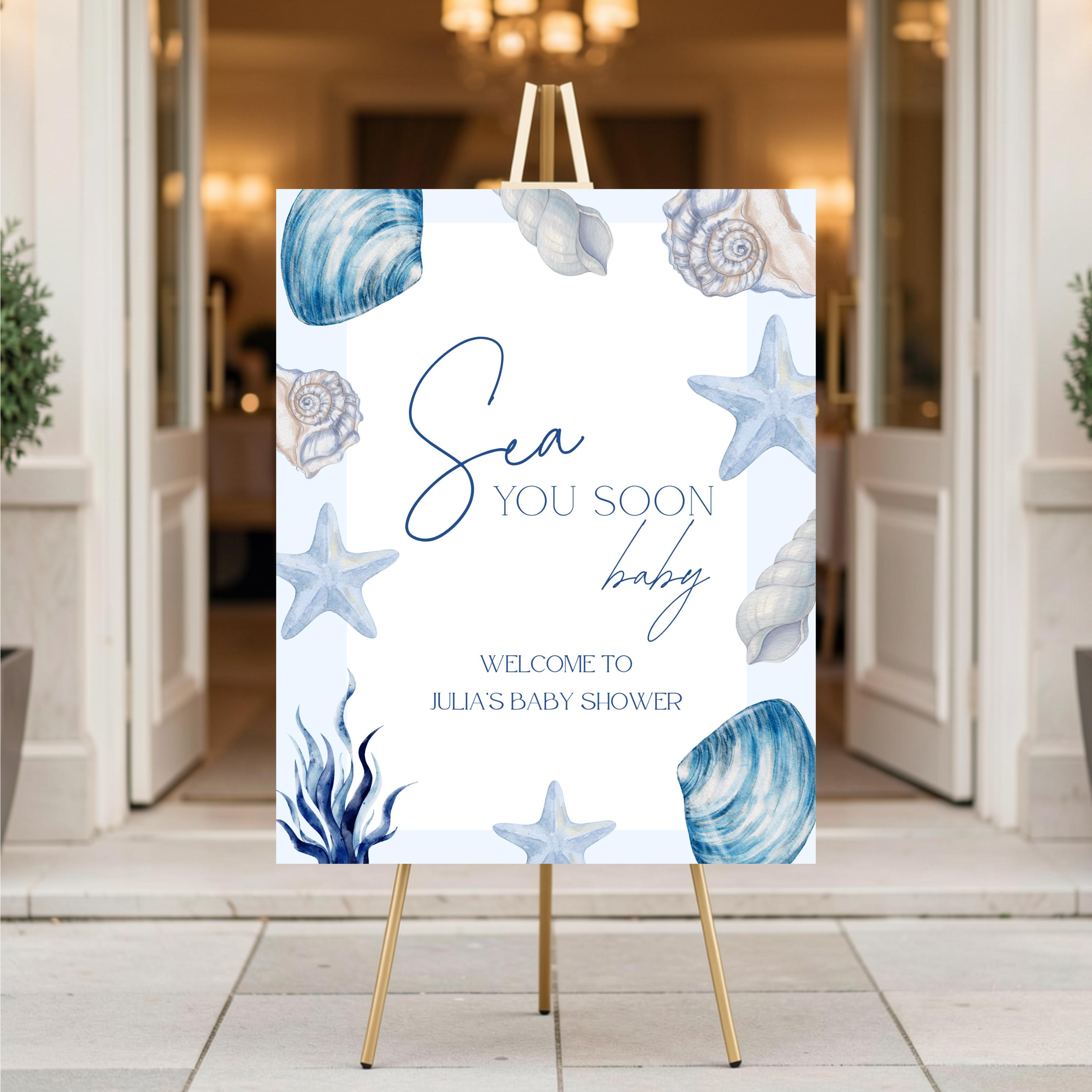 Custom Ocean Baby Shower Sign Sea You Soon Boy Baby Shower Idea - Etsy