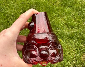 Fenton robijnrood met ambercadmiumglas kerstman Fairy Lamp ALLEEN TOP