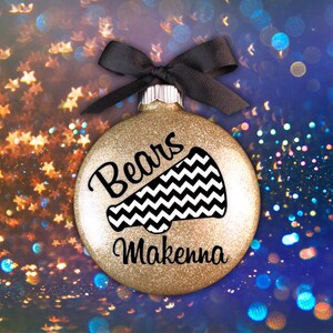 Chevron Megaphone Cheerleader Christmas Ornament with Year on Back, Cheerleader Christmas Ornament, Cheer Ornament