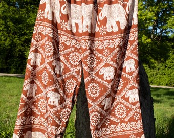 Elefantenhose im Boho-Look – Bequeme Pumphose für Alltag & Freizeit Lockere – Sommerhose Haremshose Rot