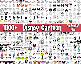 Más de 1000 megapaquetes especiales SVG PNG / Princesas, Mickey Mouse, imágenes prediseñadas de Pixar / Archivos de sublimación de descarga digital / Paquete de dibujos animados