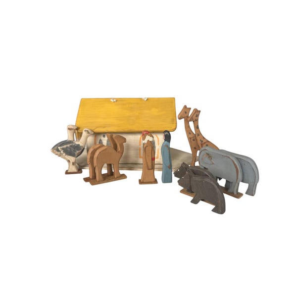 Vintage Handmade Hand Painted Noah Ark 12 Pieces