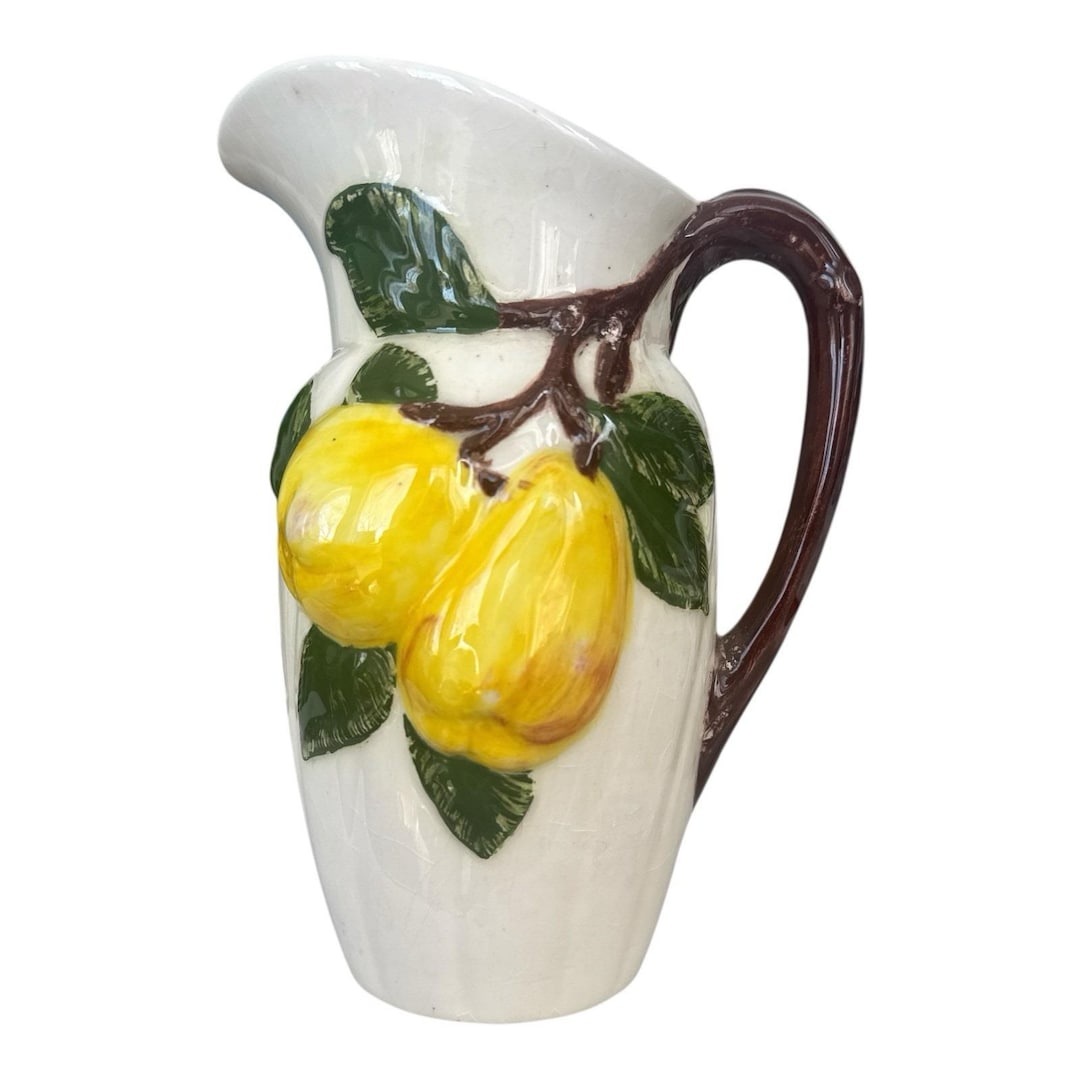 Vintage Holland Mold Ceramic Pitcher Hand-painted, 3D Apple Lemon 1960 ...