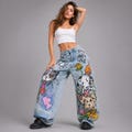 Graffiti Wide Leg Jeans | Cartoon Animal Print Baggy Denim | Y2K Streetwear Trousers product logo