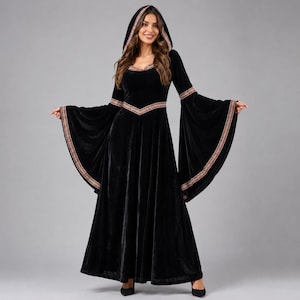 black velvet witch dress Amazon.com: KatchOn Gothic Witch Costume - Black Witch Dress with Collar Choker and Skull for Women