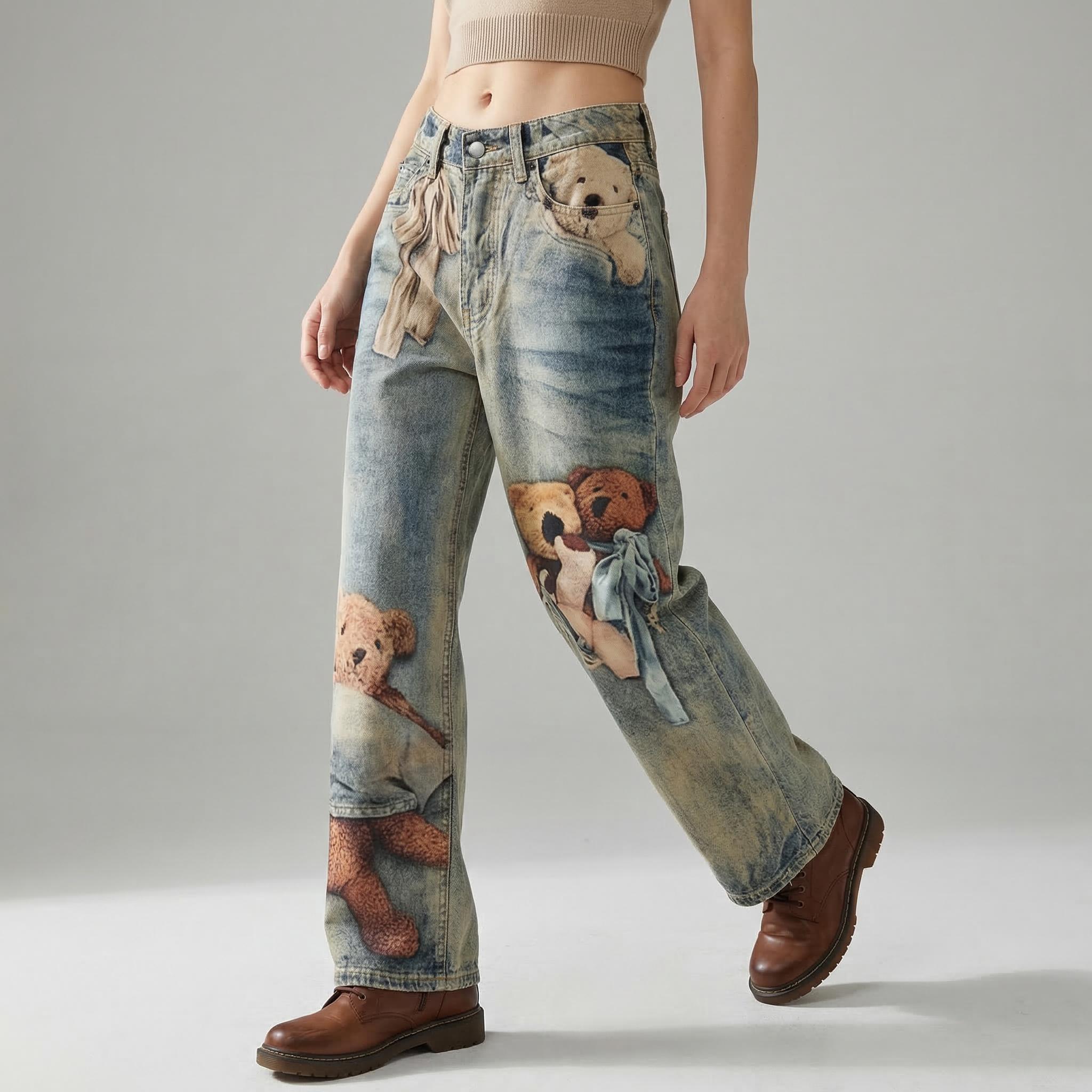 Graphic Print Jeans - Etsy