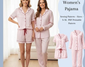 Women’s Sleepwear PDF Pattern | Short and Long Pajama Set | Digital Sewing Pattern | S–XL | A0 & A4