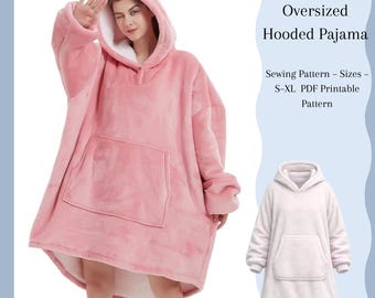 Oversized Hooded Pajama Dress Pattern | Cozy Loungewear Sewing | PDF A4 | S–XL