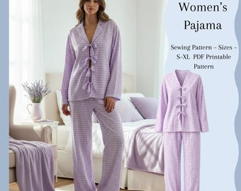 PDF Pajama Pattern for Women | Short & Long Pajamas | Sizes S–XL | A4 and A0 Sewing Pattern | Digital Download