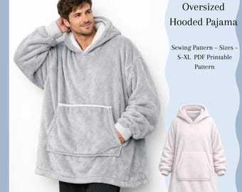 Men’s Hooded Pajama Dress Sewing Pattern | PDF A4 | Sizes S–XL | Loungewear