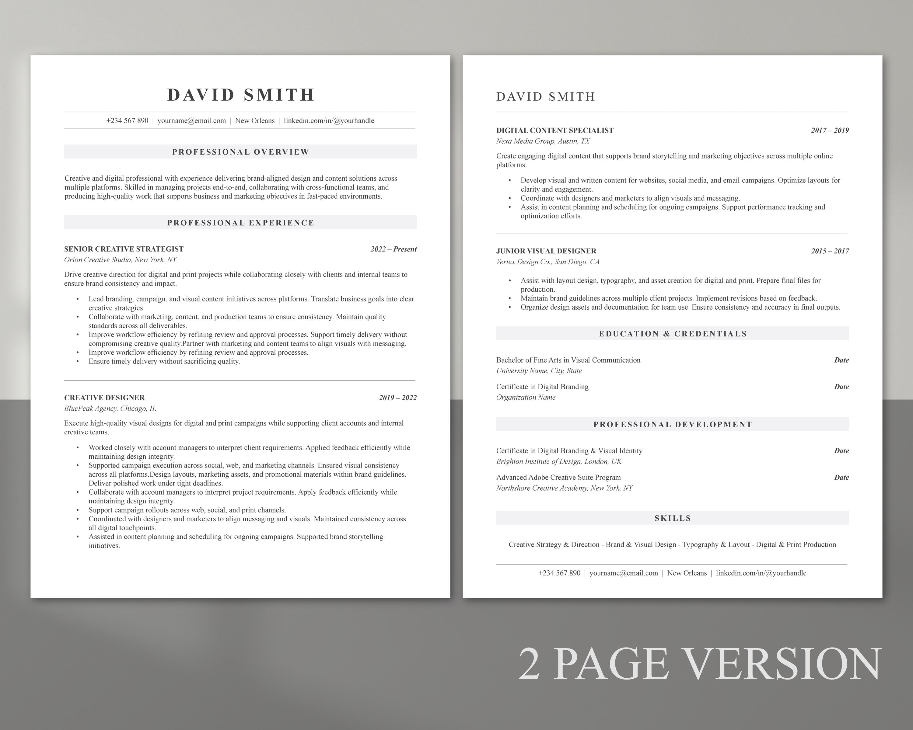 Minimalist Resume Template | ATS Friendly, Editable (word, Canva ...