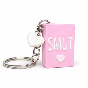 Smut Book Keychain – Funny Book Lover Gift, Spicy Reader Accessory, Mini Book Charm for Keys, Bag or Backpack