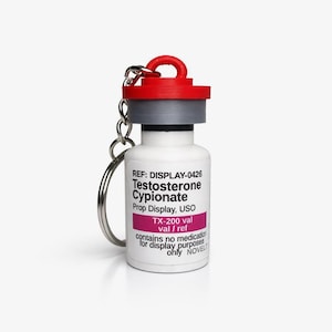 Testosterone Vial Keychain, Mini Gym Bag Charm for Lifters, Funny Fitness Gift for Him, Bodybuilding Keychain, Gym Bro Accessory