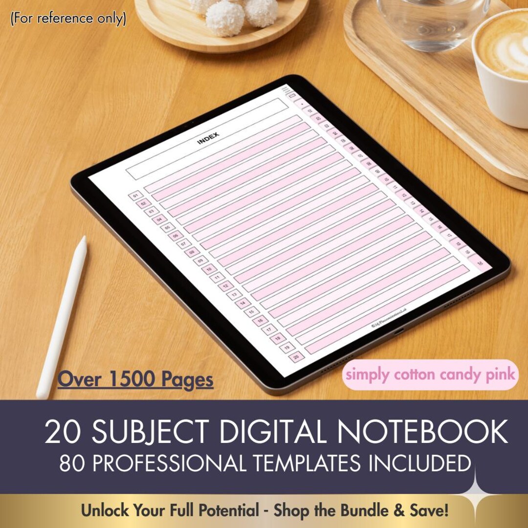 Cotton Candy Pink 20 Subject Digital Notebook, Goodnotes Notability ...