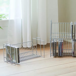 Vintage IKEA Vink Metal CD Rack Minimalist Grey Wire 20 Slot