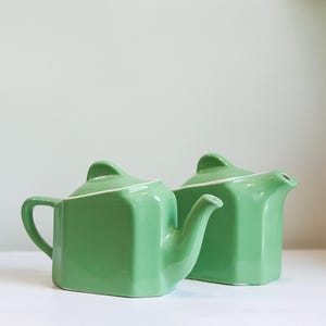 Vintage Celadon Green Single Serve Ceramic Teapots Set of 2, Japanese Style Tea Pots with Lids, Postmodern Kitchen Decor