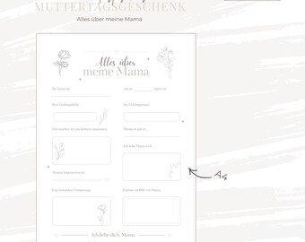 Mother's Day Printable | All About My Mom Template | Minimalist Mother's Day Gift | Kids Activity | PDF Download