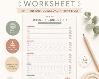 Pencil Control Worksheet Printable | Preschool Fine Motor Skills Activity | Pre-K Tracing Practice | Kindergarten Handwriting PDF