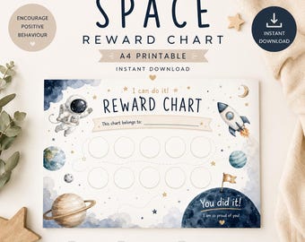 Space Reward Chart Printable | Kids Behaviour Chart | Positive Behaviour Tracker | Chore Chart | Classroom Reward System PDF