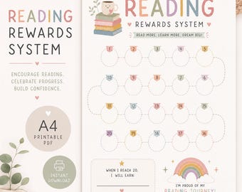 Pastel Reading Rewards Chart Printable | Kids Reading Tracker | A4 Reading Motivation Chart | Homeschool & Classroom PDF