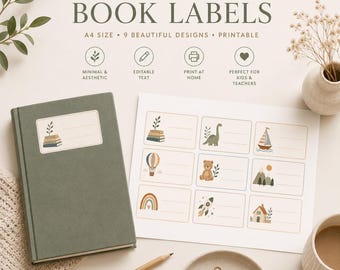 Editable Book Labels Printable PDF | Kids Book Labels | A4 Classroom Labels | Nursery Labels | Homeschool Organisation
