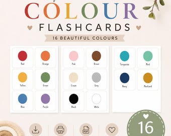 Colour Flashcards Printable PDF | Montessori Colour Learning Cards | Preschool Colour Activities | Toddler Educational Flashcards