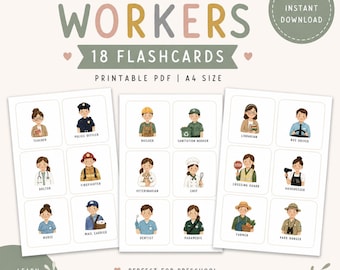 Community Helpers Flashcards Printable PDF | Community Worker Cards | Preschool Learning Activity | Kindergarten Homeschool