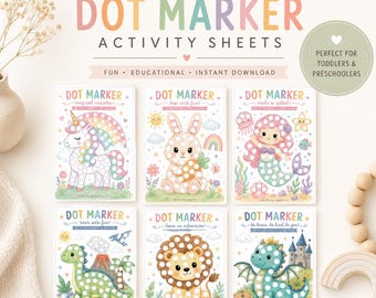 Dot Marker Worksheets for Preschool Kids | Bingo Dauber Activity Pages | Fine Motor Skills Printable PDF | Toddler Learning Pack A4