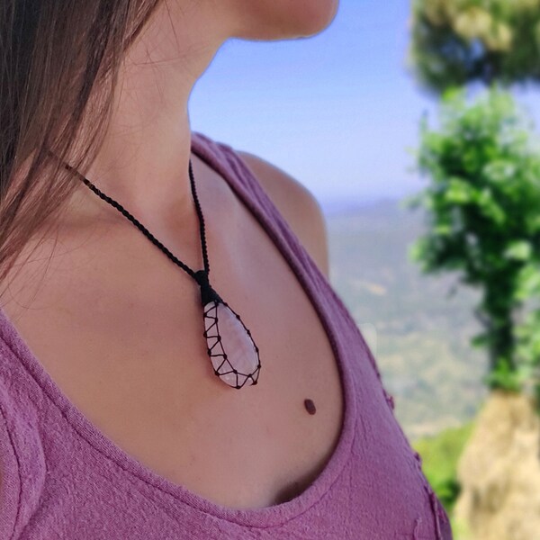 Leather Cord Crystal Necklace Etsy