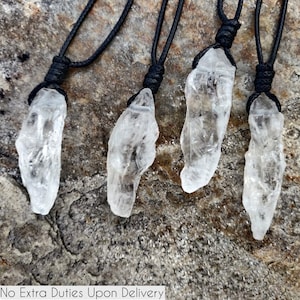 Raw Clear Quartz Necklace, Natural Crystal Jewelry, Healing Clear Crystal Necklace for Men // Women, Clear Quartz Pendant, Hippie Gifts