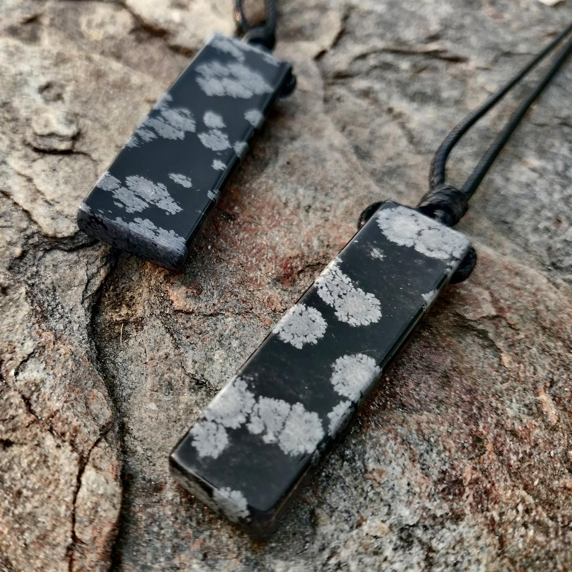 Snowflake Obsidian Necklace, Viking Jewelry, Capricorn January…