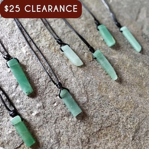Green Aventurine Crystal Point Pendant, Men's Necklace with Adjustable Cord, Natural Gemstone Jewelry, Dad Gifts from Daughter