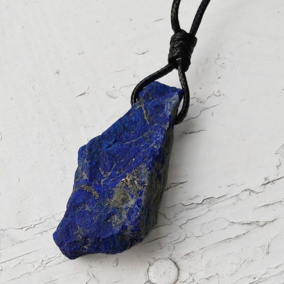 lapis lazuli necklace mens gemstone pendants Large Natural Lapis Lazuli Necklace for Men Women, Raw Gemstone Jewelry,  Blue Crystal Pendant, Unique Gifts for Him Her