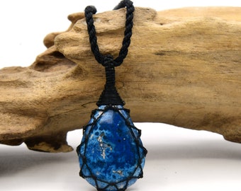 Shattuckite Pendant, Hippie Crystal Jewelry, Men's / Women's Necklace, Blue Stone Pendant, Boho Birthday Gift for Her / Him