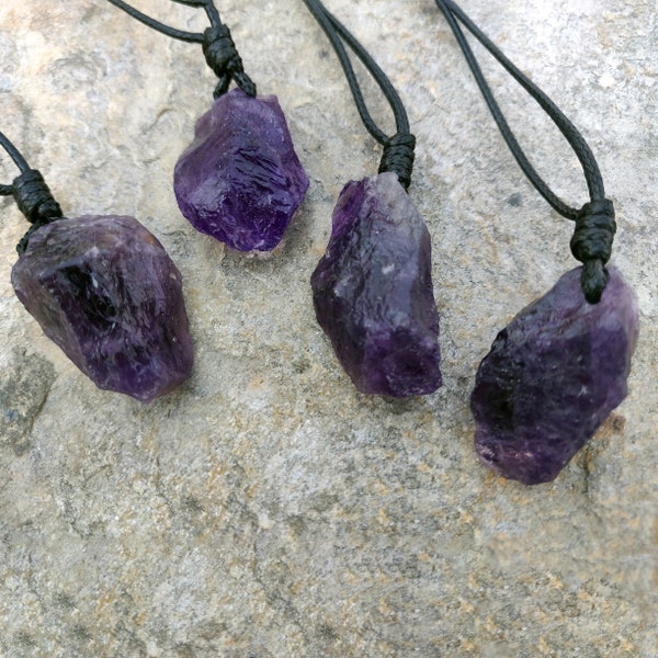 Raw Amethyst Pendant, Raw Crystal Necklace, Natural Amethyst Jewelry, Empath Protection Necklace, 6th Anniversary Gifts for Men