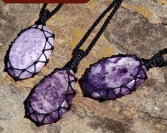 Lila Lepidolith Anhänger Halskette, Lila Halskette, Boho Kristallschmuck, Entspannung Kristallgeschenke für Frauen & Männer, Naturstein Schmuck