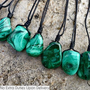 Unique Malachite Jewelry for Men and Women, Empath Protection Green Gemstone Pendant, Chunky Stone Necklace, Best Birthday Gift for Friend