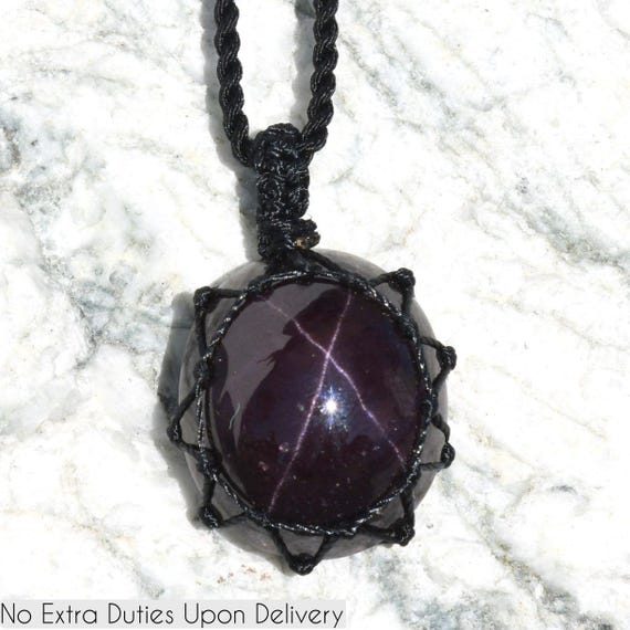 Large Garnet Pendant, Star Garnet Birthstone Necklace, Healing Gemstone Jewelry, Unique Birthday Gift for Wife