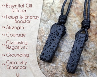 Lava Rock Necklace, Viking Jewelry for Men and Women, Natural Lava Stone Diffuser Necklace, Aromatherapy Jewelry, Spiritual Gifts