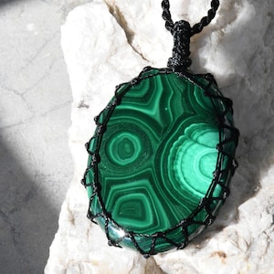 Large Malachite Pendant Necklace for Men / Women, Green Stone Pendant, Birthday Gift for Him / Her