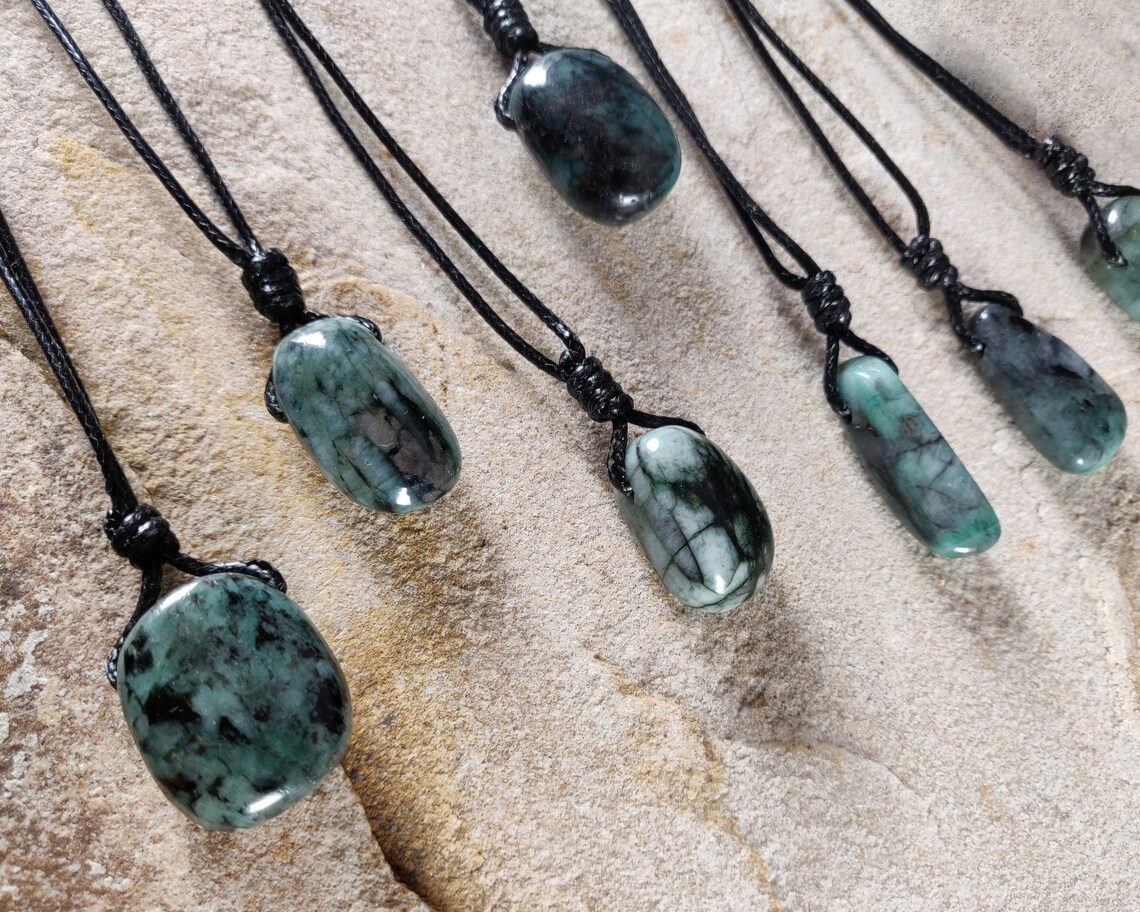 Genuine Emerald Necklace for Men Green Stone Pendant Etsy