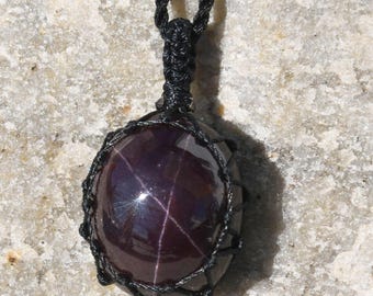 Star Garnet Pendant, January Birthstone Necklace, Healing Gemstone Jewelry, Birthday Gift for Him or Her