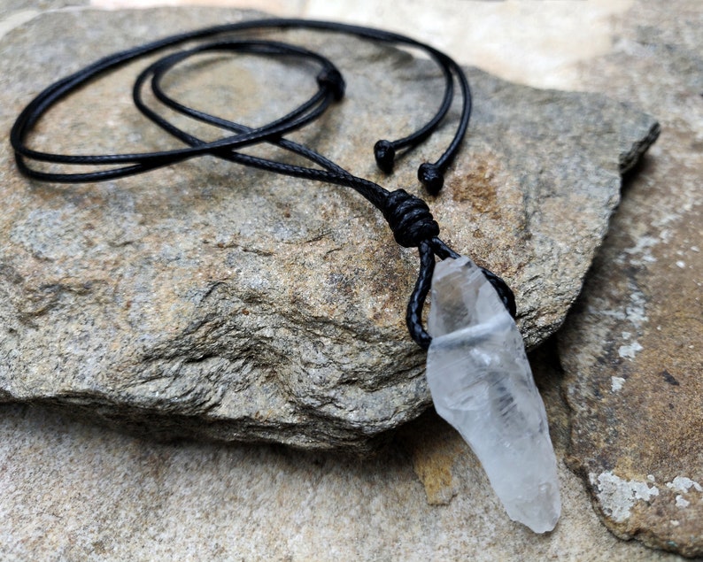 Spiritual Gifts for Friend Natural Crystal Jewelry Clear Quartz Point Pendant Raw Quartz Necklace