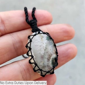 Pendentif en jaspe océan, collier en macramé pour homme/femme, collier avec pendentif en cristal véritable, pendentif en pierres précieuses, idée cadeau unique
