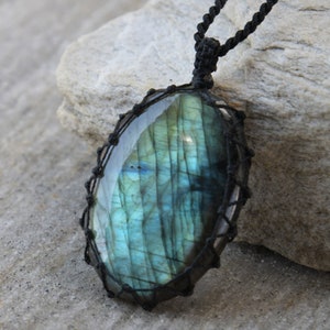 Unique Labradorite Necklace, Iridescent Natural Crystal Jewelry for Healing, Large Pendant, Birthday Gift for Her / Him image 4