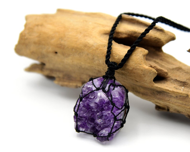 Unique Gift For Him Druzy Amethyst Necklace Purple Crystal