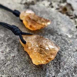 Raw Citrine Necklace, Simple November Birthstone Necklace, Healing Crystal Jewelry, Natural Gemstone Pendant, 13th Anniversary Gift