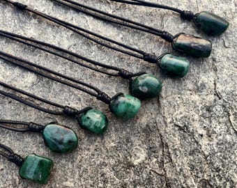 Echte smaragdgroene ketting voor mannen, groene stenen hanger, welvaartssieraden, geboortesteen mei, verjaardagscadeaus voor echtgenoot
