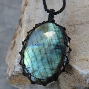 Unique Labradorite Necklace, Iridescent Natural Crystal Jewelry for Healing, Large Pendant, Birthday Gift for Her / Him image 7
